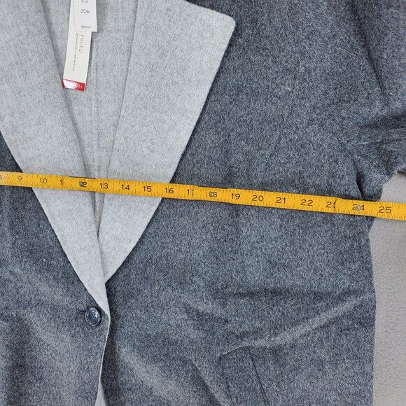 New Talbots Beautiful Soft Gray Wool Double Faced Flannel Coat 20W 2X Jacket - Picture 5 of 6